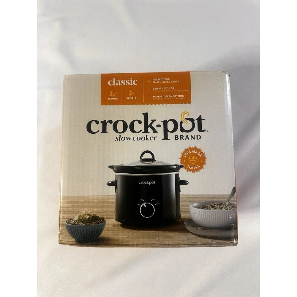 BRAND NEW Black 2 qt Stoneware, Classic slow cooker by Crock-Pot 3 heat settings